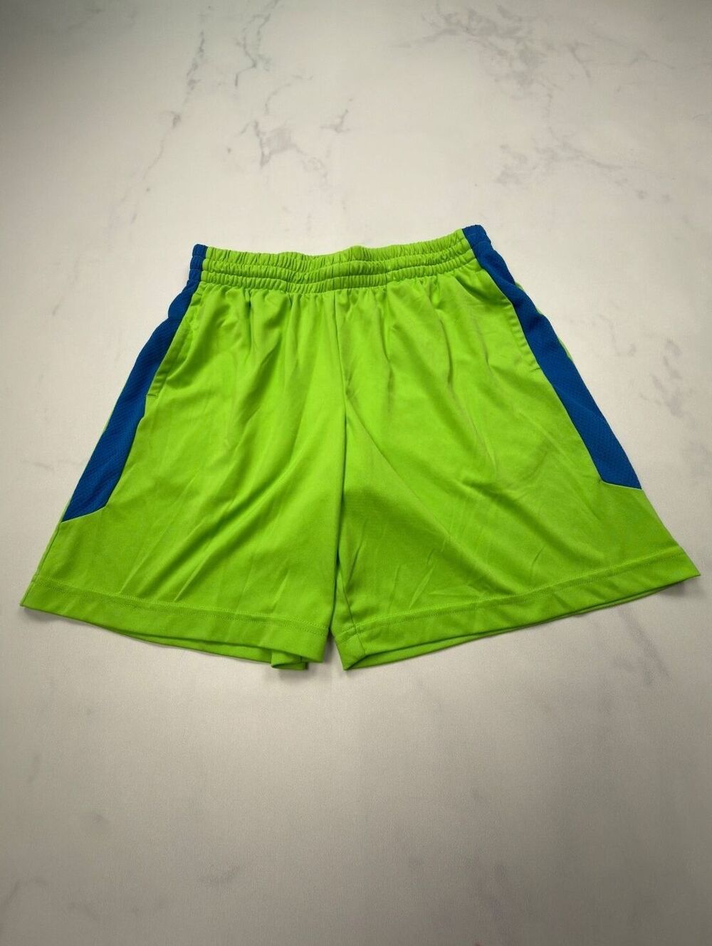 Tek Gear Colorblock Athletic Shorts Green Royal Blue Modern - Boys L Husky